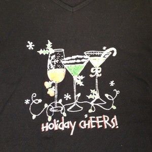 Holiday Time Holiday Cheer Champagne Long Sleeve Womens Top Shirt Size 2X